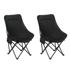 코멧 아웃도어 릴렉스 폴딩 캠핑체어, 블랙, 2개
