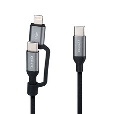 RONEVER TYPE-C-C+Lightning 鋁合金二合一充電線 VPC171 28g, 120cm, 太空灰, 1條