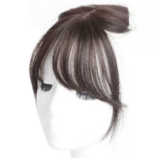 蕉蕉購物 3D自然斜瀏海真髮髮片 修飾臉型 增加髮量 自然逼真, 深棕色, 1片