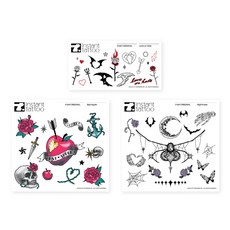 instant tattoo 萬聖節紋身3件套, 混合顏色, 1套