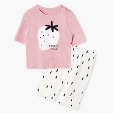 유니프랜드 여아용 딸기 7부 실내복 상하 세트