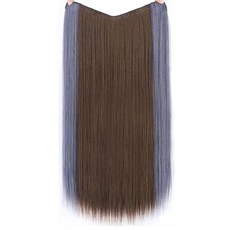 하이유니 시크릿 투톤 스트레이트 펌 반가발 60cm, 쿨브라운 + 헤이즈블루, 1개