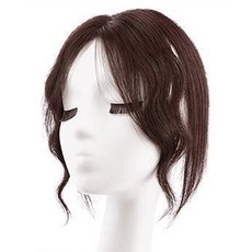 HiYuni 真髮捲髮側瀏海蓬鬆頭頂遮蓋局部假髮 27cm, 咖啡棕, 1個