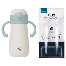 마더케이 허그 스테인리스 빨대컵 + 빨대 리필 2p, 350ml, 1세트, 민트