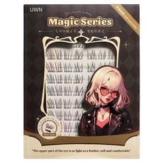UWN 呼吸感小狐絨魔法書免膠假睫毛, 1盒, 黑色