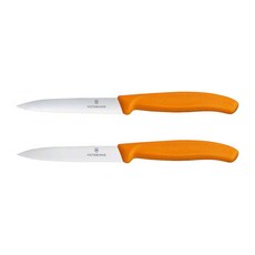 Victorinox 瑞士維氏刀具2件組 瑞士製 橘色手柄, 10cm刃長水果刀 + 鋸齒水果刀, 1組