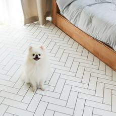 딩동펫 반려동물 미끄럼방지 롤매트, 화이트 헤링본, 1개