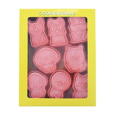 E Home Baking 餅乾壓花模具 PP塑膠材質 耐熱100℃ 中國製, 狗狗造型 粉色, 8個