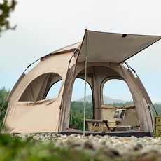 ROTICAMP 一鍵式六角圓頂帳篷 2窗, 卡其色, 4-5人用