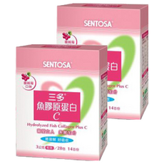 SENTOSA 三多 魚膠原蛋白C, 蔓越莓口味，易溶解好吸收，營養滿分，含維C, 28包, 3g, 2盒