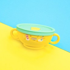 LILFANT Peekaboo Pororo印花矽膠蓋不鏽鋼雙柄餐碗, 混色, 1入