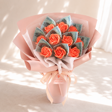 Scent Basket 鈔票花束 玫瑰香皂花 10p, 珊瑚色(香皂花), 10個