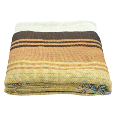 OUTSY 民族風露營居家雙面針織蓋毯沙發毯, 舒適耐磨耐用, 附收納皮帶, 米咖織紋, M(150 × 125cm), 1個