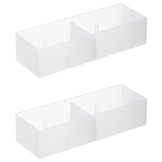 SHIMOYAMA PP桌面桌內收納盒 帶KM 附插片 小, 磨砂透明, 2個