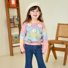 WALTONKIDS 女童毛球花朵針織T恤