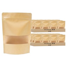 Mr.Baking 牛皮開窗四兩夾鏈立袋, 20 x 12 x 4cm, 50個, 2包