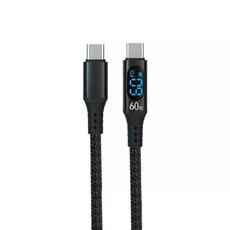 HOLiC Type-C-Type-C 數顯 60W PD 充傳線, 100cm 長度, 適用於手機及平板電腦, TC018, 1條