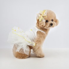 Grooming Dog 寵物野餐背心紗裙洋裝, 象牙白, 1個