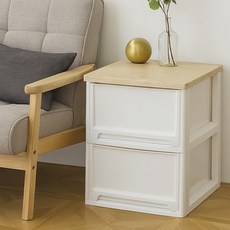보노하우스 어반 우드상판 베이직 서랍장 2단, 화이트, 1개
