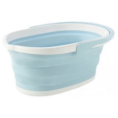可摺疊拖把水桶 46*30.3*20.4cm (展開) 46*30.3*5cm (收合) PP+TPR材質 北歐藍/北歐粉/北歐米, 加大, 1個