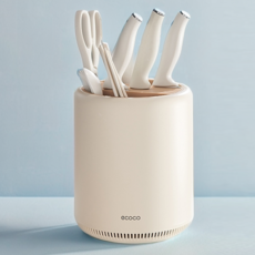 ecoco 달콤상점 360도 회전 주방 싱크대 수저통 칼꽂이, 크림브라운, 1개