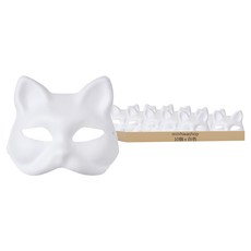 minhwashop 紙面具 DIY, 貓 白色, 10個