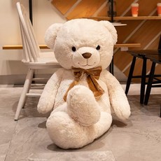 soonZAM Love Smile Bear 大型蝴蝶結熊娃娃, 白色, 1個, 140cm