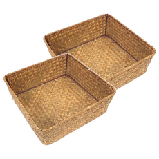 Gongganlove 正方形藤編籃, 自然色, 2個