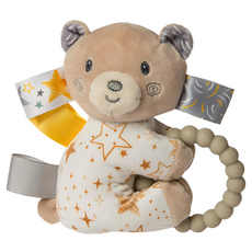 mary meyer 蜜兒 標籤手搖鈴 星星熊 安全柔軟布料 刺激聽覺 手指動作練習, 星星熊 褐色, 1個