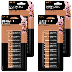 듀라셀 디럭스 알카라인 건전지 AA 블리스터팩, 12개입, 4개