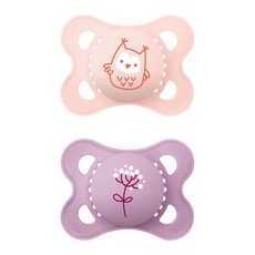 矽膠奶嘴 2件組, 粉紅色, 白色, 第1階段(2-6個月), 1套