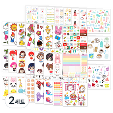 투영디자인 다이어리 꾸미기 인스 스티커 52종 세트, 혼합색상, 2세트