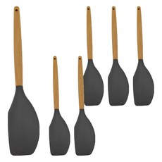 minono 米諾諾 不沾鍋櫸木矽膠刮刀 164023 31 x 6 x 1.7cm 6支, 灰色, 1組