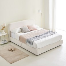 동서가구 스윗 아쿠아패브릭 호텔 침대 프레임 + 소티 케미컬폼 매트리스 세트 방문설치, 아이보리(프레임), 화이트(매트리스)