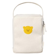 aguard 小熊與蜜蜂嬰兒副食品保溫袋 冷藏儲物袋, 小型 15.5 x 8 x 20cm, 米白色