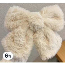 블루리빙 보송보송 귀여운 왕리본 헤어핀, 연그레이, 6개