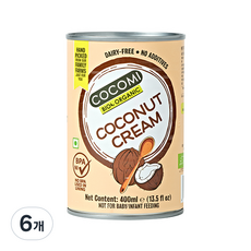COCOMI 유기농 코코넛 크림, 400ml, 6개