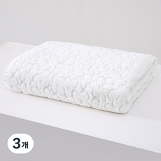 Sonio 花朵柔軟沐浴浴巾 300g 聚酯纖維紗, 3個, 01 白色