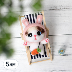 펫돌 양양이 니들펠트 인형 DIY 세트, 토끼 고양이, 5세트