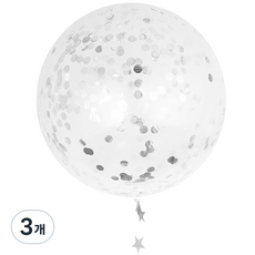 Partybok.com 透明紙屑氣球 90 厘米, 銀, 3個