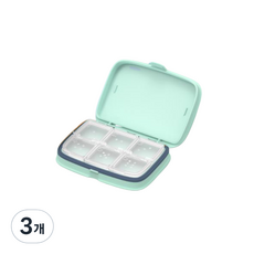 루아르모 휴대용 약통 알약 케이스 칸조절 6칸 그린, 3개