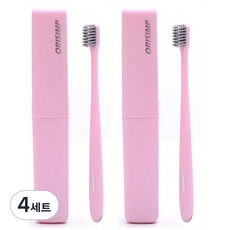 베러바이즈 휴대용 양치 칫솔 2p + 케이스 2p 세트 01 핑크, 4세트