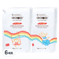 IVLY nature 嬰幼兒洗衣精 蓮花香 1.2L+嬰幼兒衣物柔軟精 蓮花香 1.2L, 6組