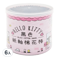Hello Kitty 凱蒂貓 黑色紙軸棉花棒, 300支, 6罐
