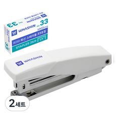 WHASHIN 手持式訂書機 135K + 33號訂書針 1000p 組, 白色, 2套