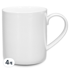 로벤조 본차이나 일자 머그 380ml, 화이트, 4개