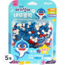 바니랜드 핑크퐁 아기상어 네모블럭 아빠상어, 혼합색상, 5개