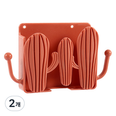 선인장 충전기 케이블 벽걸이 정리, 와인레드, 2개