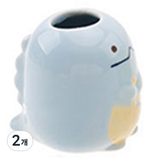 POKOJ 陶瓷牙刷架, 2個, 藍色恐龍