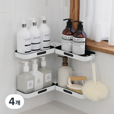 와이케이버스 무타공 욕실 코너선반, 화이트, 4개